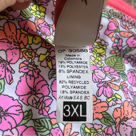 Maaji Fandango Reversible Bikini Bottom 3XL Bright Pink Floral Swimsuit NEW $60 - Picture 6 of 7